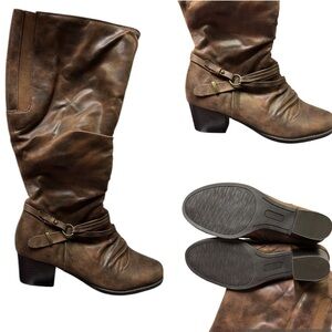 Yuu Womens Ryley Stacked Heel Below Knee Riding Boots Womens 8 W